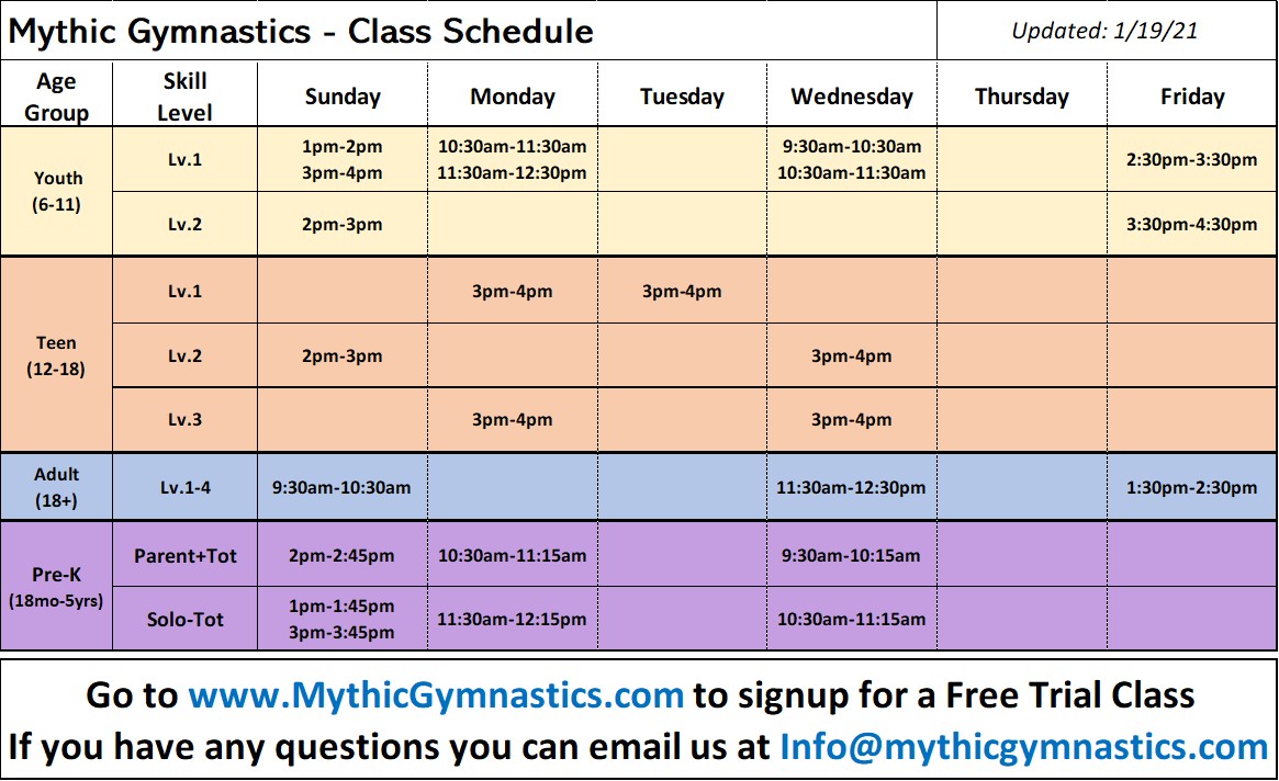 Class Schedule_Mythic Gymnastics_1-19-21