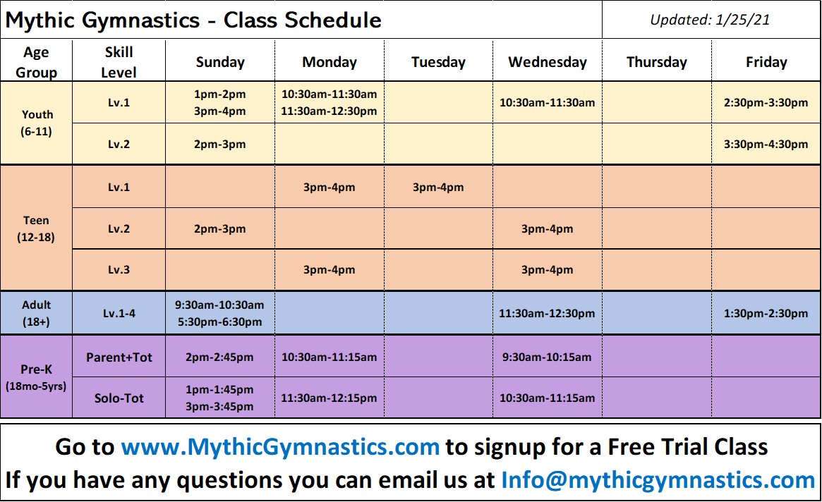 Class Schedule_Mythic Gymnastics_1-25-21
