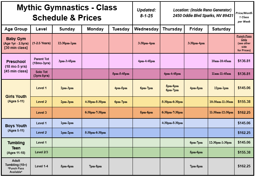 AUG 25 Final Schedule Class Schedule 11-1-23